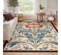 WEECHAINGE Alfombra 60x120cm para salón Alfombrilla Grandes Antideslizantes Lavables Tapete Vintage simétrica con Estampado Floral guardarropa de Oficina Suelo Ultra Suaves Pelo Corto Que no mudan