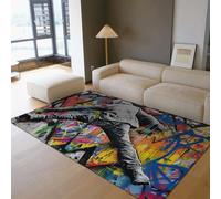 WEECHAINGE Alfombra 60x90cm para salón Zona Hippie Estilo Grafiti Alfombrilla Lavable en el Dormitorio Esponjoso Tapete de Baile Callejero Hip Hop Chicos y niñas Infantil Noche Suelo