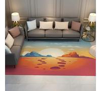WEECHAINGE Alfombra 80x150cm Antideslizante Suave para salón Escena de Amanecer fantasía Alfombrilla Planetas Abstractos Diseño Dibujos Animados Tapete Decoración Plegable Resistente a Manchas y