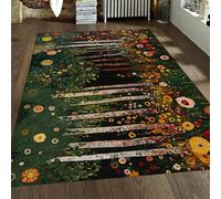 WEECHAINGE Alfombra 80x150cm de salón Fantasy Forest Campos Flores Coloridos y abedules Alfombrilla Vibrante Arte Abstracto Bohemio Tapete con Respaldo Antideslizante Suaves Lavables para Dormitorio