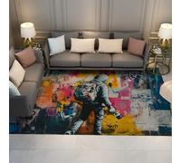 WEECHAINGE Alfombra 90x150cm Antideslizante para salón Diseño Abstracto de Graffiti Arte Retro Colorido Alfombrilla Decorativa Cultura del Callejero Tapete en Suelo Lavables Pelo bajo Chicos y