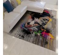 WEECHAINGE Alfombra 90x150cm de Estilo japonés Salón Suelo con patrón geishas Grafiti moqueta Lavable Felpudo Entrada Mujer Hermosa Antideslizante Suave para Interior vestíbulo Dormitorio Comedor