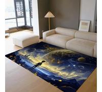 WEECHAINGE Alfombra 90x150cm Estilo fantasía Alfombrilla Planeta Exterior Habitación de bebé Tapete Espacio Tema Ciencia ficción salón Ligeras y Suaves Que no mudan fáciles Limpiar acogedoras para