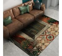 WEECHAINGE Alfombra 90x150cm Lavable Felpudos Antideslizantes Escena de Entrada Alfombrilla con patrón baldosas para salón Tapete Vintage Estilo nórdico en la Moqueta Fina Antideslizante y