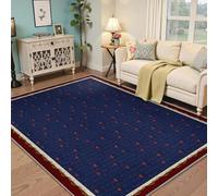 WEECHAINGE Alfombra 90x150cm salón Hojas de Plantas Azules Alfombrilla Lavable Granja Felpudo Azul Entrada Tapete Antideslizante Pelo bajo y Fina para Oficina Exterior