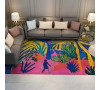 WEECHAINGE Alfombra Abstracta Estampado Selva Tropical 90x150cm Pichonas Puertas a Color con Trazos pincelada Vibrantes Alfombra Lavable Antideslizante Pelo bajo para Estudio salón