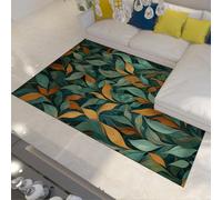 WEECHAINGE Alfombra Boho Lavable 160x200cm Alfombras Verde Abstracta Moderna con Hojas Resistente a Manchas Anti-Pérdida Antideslizante para Salón Pasillo Entrada