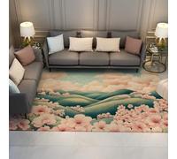 WEECHAINGE Alfombra cerezos Rosas en Flor 120x180cm Alfombras Acento románticas japonesas Estilo ilustración China Decoración del hogar Alfombra salón Tapetes Lavables para Interiores