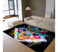 WEECHAINGE Alfombra Ciervo Grafiti: cabaña rústica Animales cabaña alfombras geométricas Coloridas Arte Abstracto Alfombra Lavable Pelo bajo para Dormitorio decoración casa Granja 140x200cm
