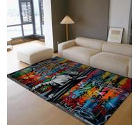 WEECHAINGE Alfombra Colorida 200x300cm Alfombras de Área Entusiastas del Graffiti para Entrada Cocina Vintage Lavable Divertida Fácil de Cuidar Alfombra de Pila para Entrada Suave Delgada