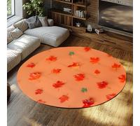 WEECHAINGE Alfombra de área pequeña Redonda con Estampado botánico de Temporada de otoño Hojas de Arce de otoño de Pelo Corto Alfombras de Porche Que no se desprenden para Decor del hogar 150cm