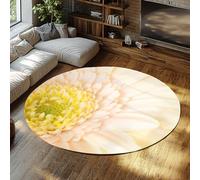 WEECHAINGE Alfombra de área Redonda Lavable con diseño de Margarita Blanca Amarilla Alfombra de círculo Floral Boho Suave y Delgada Antideslizante para Dormitorio Sala de Estar Cocina Vivero 135cm