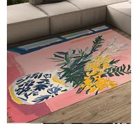 WEECHAINGE Alfombra Fauvismo jarrón Naturalezas muertas para Dormitorio Pintura al óleo Área de Flores Alfombrilla Antideslizante Zona Lavable Que no se Suelta Tapete Lavables salón Balcón 140x200cm