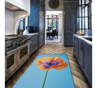 WEECHAINGE Alfombra Floral Amarilla Grande 80x150cm Alfombras Azul Flor Vibrante para salón Alfombra ultrasuave Lavable y Antideslizante Ligera para lavandería balcón lavandería