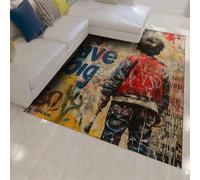 WEECHAINGE Alfombra grafitiadas Dormitorio para Chicos Colorida decoración del hogar Alfombrilla de Arte Urbano Tengo un Gran sueño Cita inspiradora Área Impresa Tapete Lavable 180x240cm