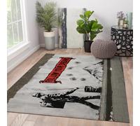 WEECHAINGE Alfombra Gris para Dormitorio Oficina Street Art Alfombrilla Grafitis Sala de Estar Estirantes Antideslizantes Lavables Felpudo Interior Tapete Zona Suave Pelo bajo Frases 200x300cm