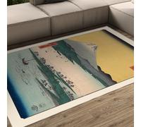 WEECHAINGE Alfombra japonesas Salón Gran Asiática Isla Oriental Mount Fuji Alfombrilla para Dormitorio Famosa decoración de Estampado Pintura Tapete Lavable Antideslizante Pelo bajo y 60x120cm