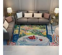 WEECHAINGE Alfombra para salón Fauvismo Alfombrilla Lavable Dormitorio Cocina Porche Comedor Oficina Vista del jardín Exterior Tapete Antideslizantes Naturaleza Muerta Estampado Grande 140x200cm