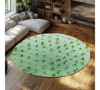 WEECHAINGE Alfombra Redonda Lavable con patrón de Hoja de Ginkgo Alfombras de círculo Minimalistas Naturales para Entrada Alfombra Que no se desprende Mesa de café Decor de Cocina 60cm