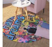 WEECHAINGE Alfombra Redonda Lavable Graffiti Modern Abstract Street Art Dream Alfombras de área Circulares de Pelo bajo Antideslizantes para Dormitorio Sala de Estar Dormitorio Oficina en casa 200cm