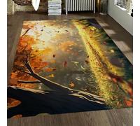 WEECHAINGE Alfombra salón Jardines Autumn 90x150cm Falling Leaves Grass Aesthetic Carpet Lavable Antideslizante Zona Pelo bajo para balcón Patio