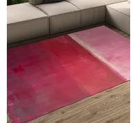 WEECHAINGE Alfombra Ultra Suave Antideslizante Grande para Salón Alfombras de Oficina Alfombra de Dormitorio Arte Contemporáneo Anti-Pérdida Fácil de Limpiar Decoración Rojo Rosa 90x150cm