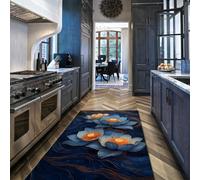 WEECHAINGE Alfombras abstractas Modernas 160x200cm Alfombra para salón Elegante Blue Lotus Lavable y Suave y Antideslizante moqueta Grande para el Comedor