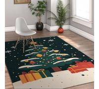 WEECHAINGE Alfombras Antideslizantes para árbol Navidad 120x150cm Tapetes Nieve con Caja Dibujos Animados Alfombra Fina Antideslizante fácil Limpiar para la habitación Invitados Pasillo bajo la Mesa