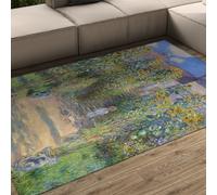 WEECHAINGE Alfombras Lavables de jardín Girasoles para Sala Estar Alfombra 140x200cm Amarillo y Verde Delgada Grande área Arte Monet Ligeras Pelo bajo Suave Dormitorio Comedor