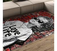 WEECHAINGE Alfombras Lavables Sala de Estar Grande Alfombra 120x150cm Graffiti Street Art Love Life guardería para niños con Respaldo Antideslizante área diseño Dormitorio Comedor Cocina Oficina