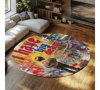 WEECHAINGE Alfombras Redondas de Graffiti para Cocina I Have Big Dream Print Alfombra Urbana Colorida Antideslizante Suave Que no se desprende para el Dormitorio Sala de Estar Oficina 160cm