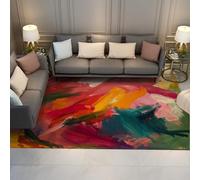 WEECHAINGE Arte Abstracto Alfombra 200x300cm de Dormitorio Alfombrilla Modernas y Coloridas para Graffiti salón Tinta Pinceladas Antideslizantes Zonas máquina Tapete Lavables Pelo bajo Interiores