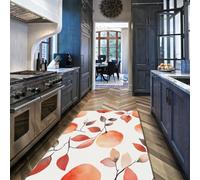 WEECHAINGE Felpudo Interior Naranja Acuarela 200x300cm Planta frutal Mona con patrón Abstracto Hojas Alfombra Lavable Pelo bajo alfombras Finas y Suaves para la Entrada Cocina