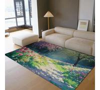 WEECHAINGE Flor tulipán Floral Colorido 160x200cm Alfombras para salón Fantasy Spring Park Paisaje rústico Interior Pelo bajo para Cocina Oficina