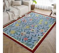 WEECHAINGE Lavable 100x150cm Alfombras para salón Alfombra Vintage botánica con patrón de Frutas Alfombra de Dormitorio de Pelo bajo Que no se muela Alfombra de Goma Antideslizante