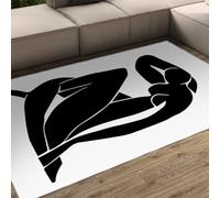 WEECHAINGE Lavable Moderna de Yoga Negra Alfombra 60x120cm Henri Matisse Antideslizante Ligera Carept para Sala Estar Dormitorio Comedor Minimalismo Área y Blanca