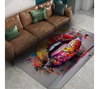 WEECHAINGE Lip Rug Pop Art Fashion Pequeñas Alfombra 200x300cm para Dormitorio Coloridas y Vibrantes Alfombrilla de Graffiti Callejero Estilo Hip Hop Tapete Suaves Lavables Antideslizantes la del