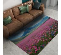WEECHAINGE Purple Tulip Field 90x150cm Alfombras para salón Dormitorio Paisaje Natural Alfombrillas Antideslizantes Lavables decoración Moderna hogar moqueta Interior