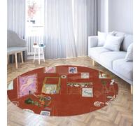 WEECHAINGE Redonda Alfombra 60cm para Dormitorio Tapete de área de círculo Lavable Ligera y Delgada Que no se desprende para Artist Loft Espacio Trabajo Creativo Galería Den Piso Color Vintage