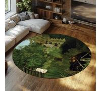 WEECHAINGE Redonda Jungle Monkeys Alfombra 240cm Suave Pelo Corto Resistente a Las Manchas Alfombras Sala Estar con Estampado The Merry Jesters Henri Rousseau Tapete Circular Lavable Wild Gorilla