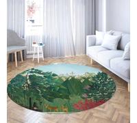 WEECHAINGE Redondas Red Fern Jungle Meadow Alfombras 150cm Resistente a Las Manchas Alfombra área Circular Suave y Delgada para Sala Estar Tienda Lectura Chimenea Esquina Pasillo Cocina