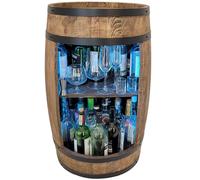 weeco Barril de Vino como botellero - Armario para Botellas de Vino - Armario de Bar con Luces LED, Soporte para Botellas de Vino, decoración para Barril de Cerveza/hogar Armario de Madera
