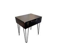 weeco Mesa de centro vintage con compartimento para maletero, 50 x 40 x 15 cm, color negro, patas de metal, diseño industrial