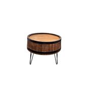 weeco Mesa de centro vintage industrial con forma de barril, 73,5 x 50 x 40 cm, madera de aliso con bandas de acero, color negro