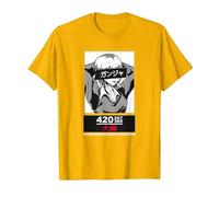 Weed Anime 420 247 365 Stoner Girl Fumando Japonés Ganja Camiseta, Hombre, Dorado Brillante, S