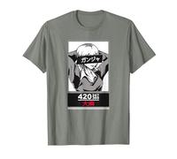 Weed Anime 420 247 365 Stoner Girl Fumando Japonés Ganja Camiseta, Hombre, Verde Militar Jaspeado, XXL