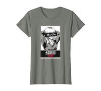 Weed Anime 420 247 365 Stoner Girl Fumando Japonés Ganja Camiseta, Mujer, Verde Militar Jaspeado, M
