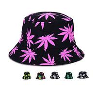 Weed Bucket Hat Marihuana Unisex | Sun UV Cannabis Leaf Sombreros Plegable, rosa (b), Talla única
