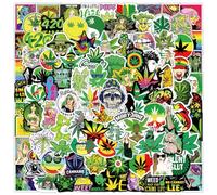 Weed Stickers, 100 piezas Funny Weed Stickers, Cool Vinilo Impermeable Verde Planta Pegatinas Set para Ordenador Portátil Skateboard Coche Bicicleta Motocicleta Adulto