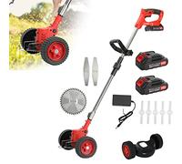 Weed Wacker - Cortacésped eléctrico inalámbrico de 24 V, alimentado por batería, cortadora de césped telescópica con ruedas para patio, jardín